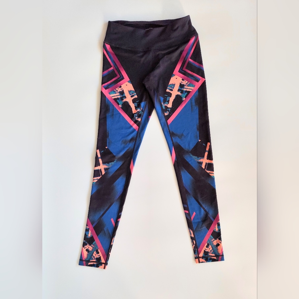 Zella Active Athletic Leggings Size XS Abstract Pink Blue Black